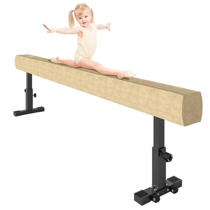 Adjustable Gymnastics Balance Beam | 3 Height Options, Solid Wood Core and Wheels HOMCOM - Little and Giant Explorers