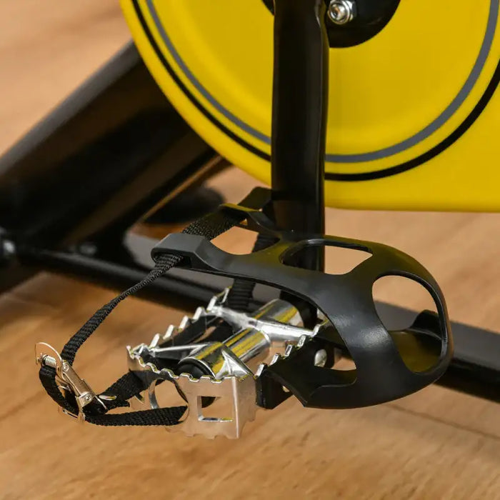 Adjustable Indoor Exercise Bike - Yellow | Upright Stationary Fitness Cycle HOMCOM - Little and Giant Explorers HOMCOM