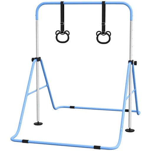 Adjustable Kids Gymnastics Bar with Non Slip Mats in Blue - Little and Giant Explorers HOMCOM