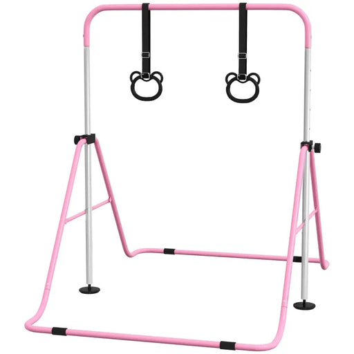 Adjustable Kids Gymnastics Bar with Non Slip Mats in Pink - Little and Giant Explorers HOMCOM