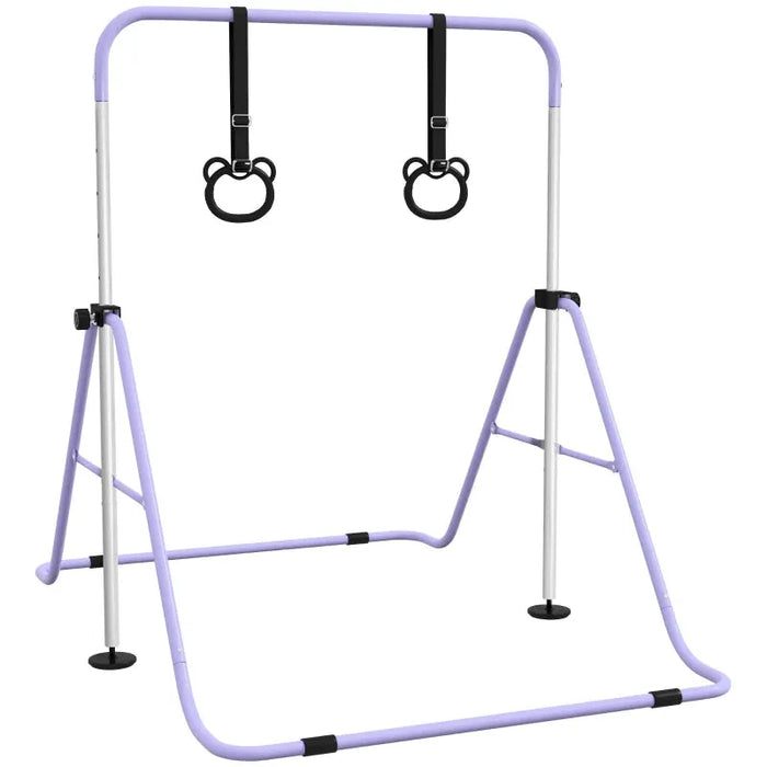 Adjustable Kids Gymnastics Bar with Non Slip Mats in Purple - Little and Giant Explorers HOMCOM