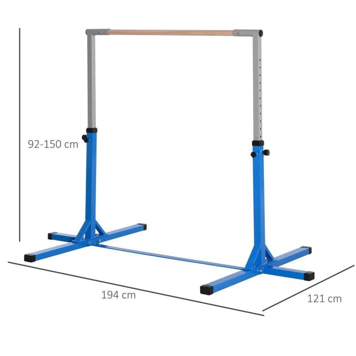 Adjustable Kids Gymnastics Horizontal Training Bar with Steel Frame Wooden Bar - Little and Giant Explorers HOMCOM