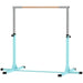 Adjustable Kids Gymnastics Horizontal Training Bar with Steel Frame Wooden Bar in Light Blue - Little and Giant Explorers HOMCOM