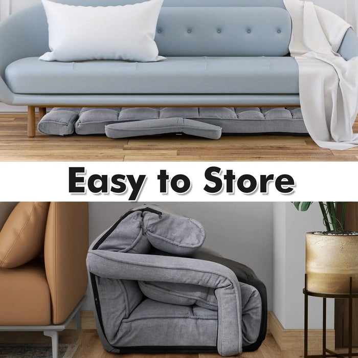 Adjustable Lazy Floor Chair – Grey Recliner Sofa Bed | 6-Position Backrest and Headrest COSTWAY - Little and Giant Explorers Costway