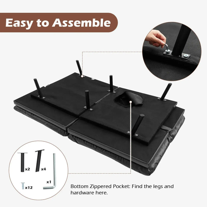 Adjustable Memory Foam Futon Sofa Bed – Black PU Leather | 3 Recline Angles COSTWAY - Little and Giant Explorers