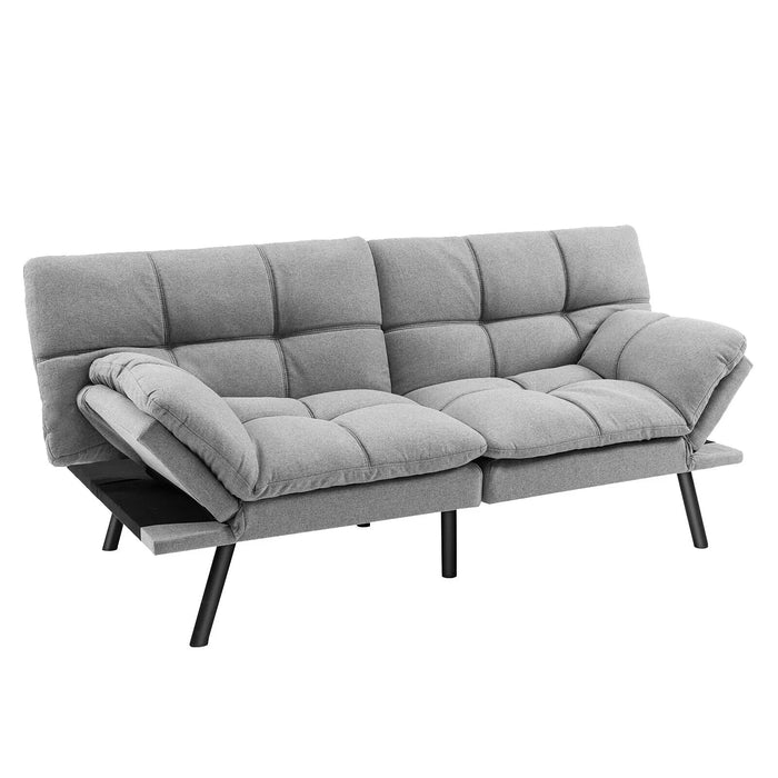 Adjustable Memory Foam Futon Sofa Bed – Grey | 3-Position Recliner - Adjustable Armrests COSTWAY - Little and Giant Explorers