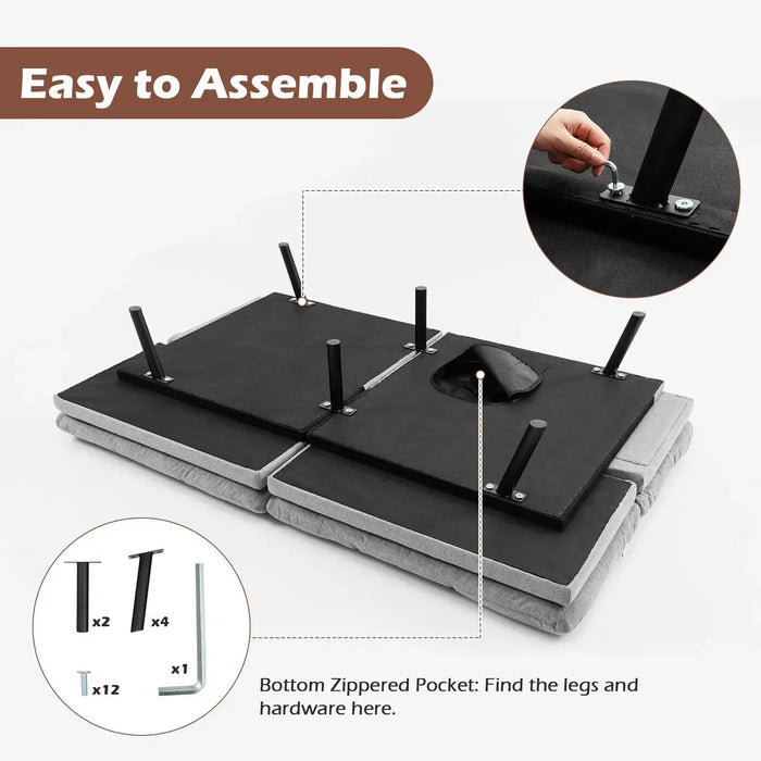 Adjustable Memory Foam Futon Sofa Bed – Grey | 3-Position Recliner - Adjustable Armrests COSTWAY - Little and Giant Explorers