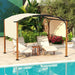 Adjustable Pergola – 10ft x 12ft | Metal Frame with Retractable Beige Canopy COSTWAY - Little and Giant Explorers Costway