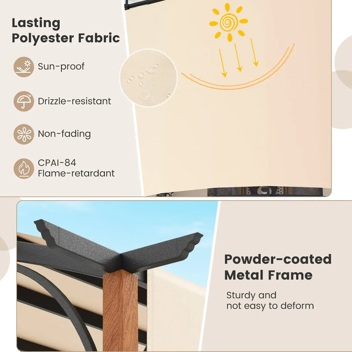 Adjustable Pergola – 10ft x 12ft | Metal Frame with Retractable Beige Canopy COSTWAY - Little and Giant Explorers Costway