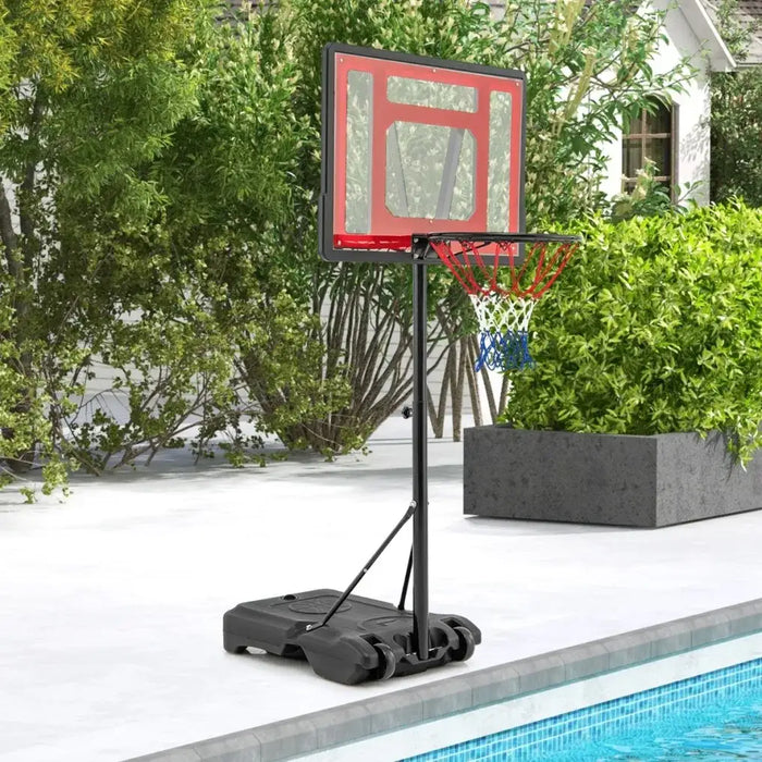 Adjustable Poolside Basketball Hoop 115–135cm - Red | Shatterproof Backboard and Wheels COSTWAY - Little and Giant Explorers Costway
