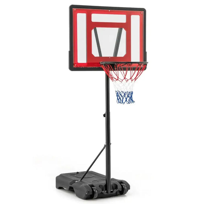 Adjustable Poolside Basketball Hoop 115–135cm - Red | Shatterproof Backboard and Wheels COSTWAY - Little and Giant Explorers Costway