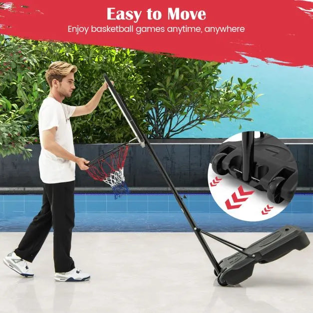Adjustable Poolside Basketball Hoop 115–135cm - Red | Shatterproof Backboard and Wheels COSTWAY - Little and Giant Explorers Costway