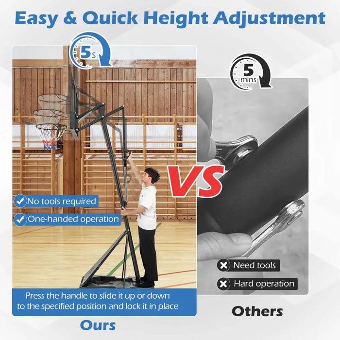 Adjustable Portable Basketball Hoop – 4.9ft-10ft | Shatterproof Backboard with 10-Level Height COSTWAY - Little and Giant Explorers Costway