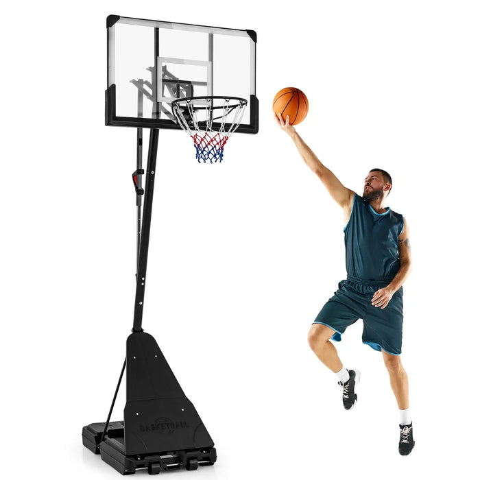 Adjustable Portable Basketball Hoop – 4.9ft-10ft | Shatterproof Backboard with 10-Level Height COSTWAY - Little and Giant Explorers Costway
