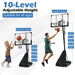 Adjustable Portable Basketball Hoop – 4.9ft-10ft | Shatterproof Backboard with 10-Level Height COSTWAY - Little and Giant Explorers Costway