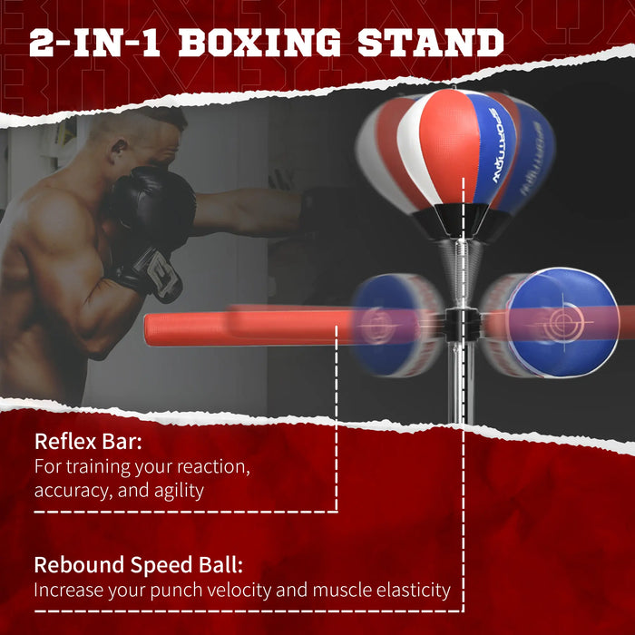 Adjustable Speed Boxing Bag with Sand, Reflex Bar and Punching Pad - Little and Giant Explorers SPORTNOW