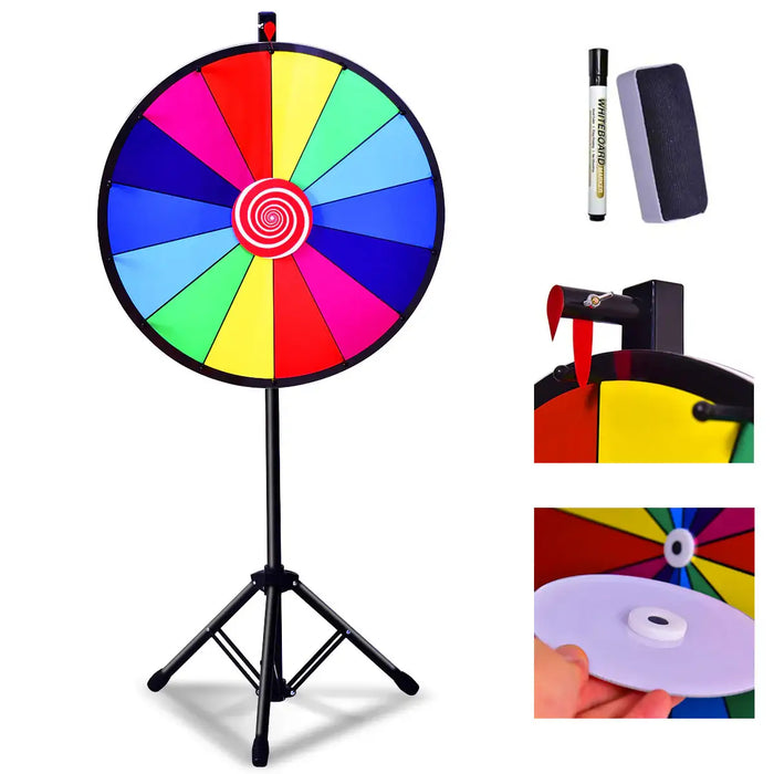 Adjustable Spinning Prize Wheel - 60cm | 14 Colour Slots and Tripod Stand COSTWAY - Little and Giant Explorers Costway