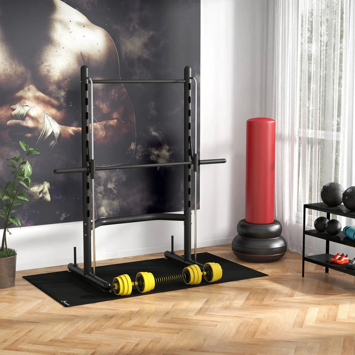 Adjustable Squat Rack with Pull Up Bar and Barbell Bar - Little and Giant Explorers HOMCOM