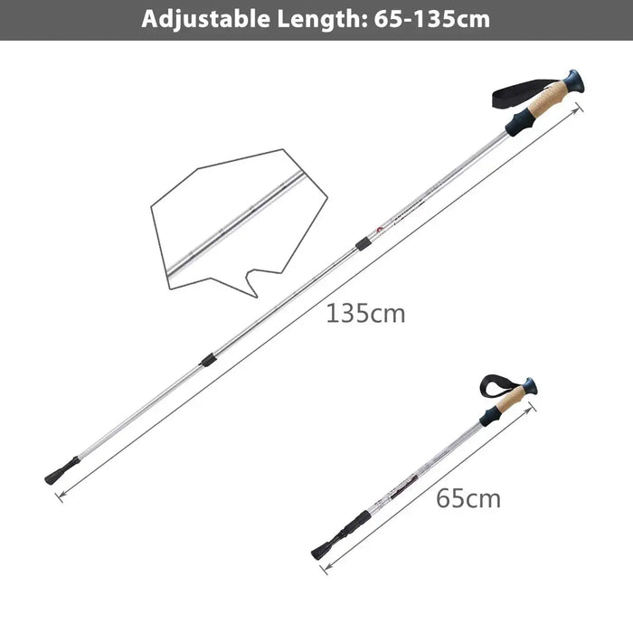 Adjustable Trekking Poles – Silver | Lightweight Aluminium Walking Sticks with Cork Grip COSTWAY - Little and Giant Explorers Costway