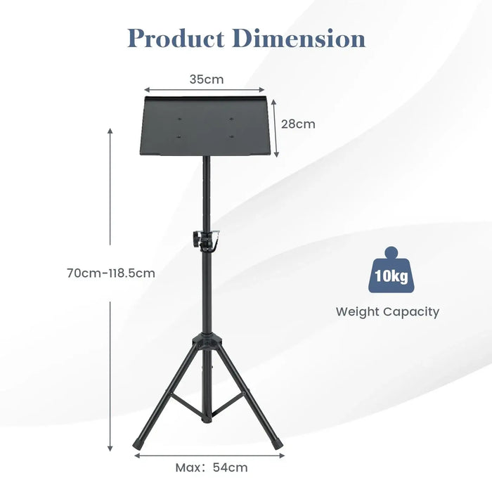 Adjustable Tripod Projector Stand – 70–118.5cm Height | 180° Tilting Tray COSTWAY - Little and Giant Explorers Costway