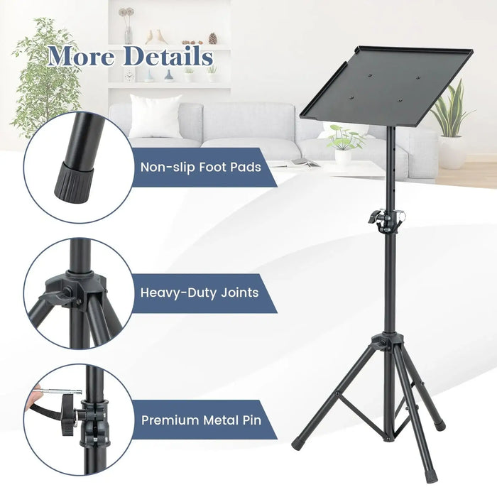 Adjustable Tripod Projector Stand – 70–118.5cm Height | 180° Tilting Tray COSTWAY - Little and Giant Explorers Costway