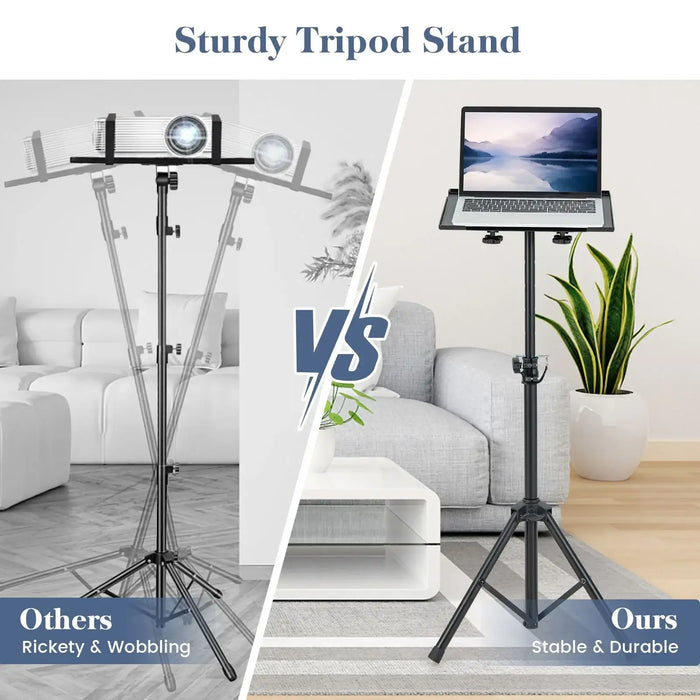 Adjustable Tripod Projector Stand – 70–118.5cm Height | 180° Tilting Tray COSTWAY - Little and Giant Explorers Costway