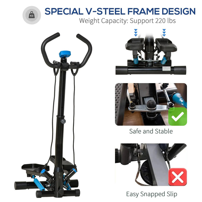 Adjustable Twist Stepper Fitness Step Machine with LCD Screen - Little and Giant Explorers HOMCOM