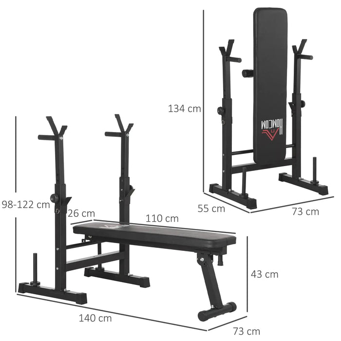 Adjustable Weight Bench Press with Barbell Rack - Little and Giant Explorers HOMCOM