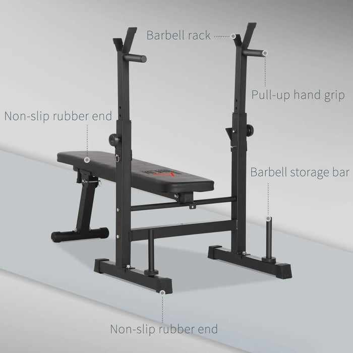 Adjustable Weight Bench Press with Barbell Rack - Little and Giant Explorers HOMCOM