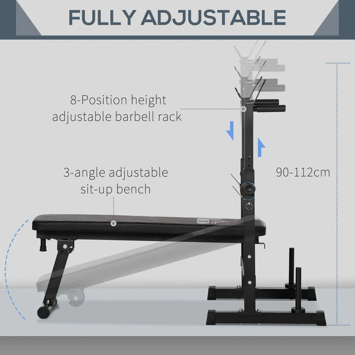 Adjustable Weight Bench Press with Barbell Rack - Little and Giant Explorers HOMCOM