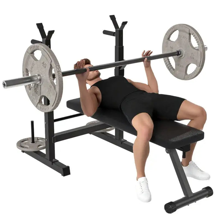 Adjustable Weight Bench with Barbell Rack | Multi-Position Strength Training HOMCOM - Little and Giant Explorers HOMCOM