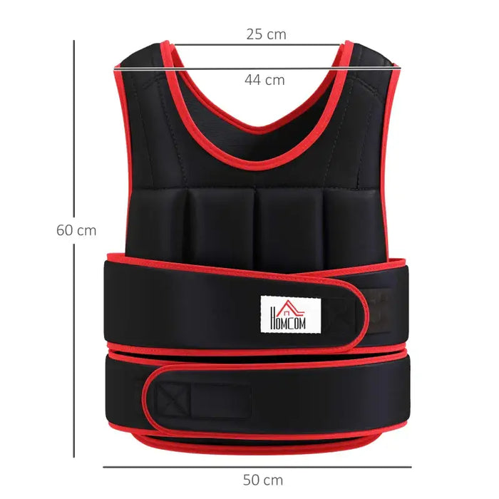 Adjustable Weighted Vest – 20kg Max - Red | 38 Removable Weight Bags HOMCOM - Little and Giant Explorers HOMCOM
