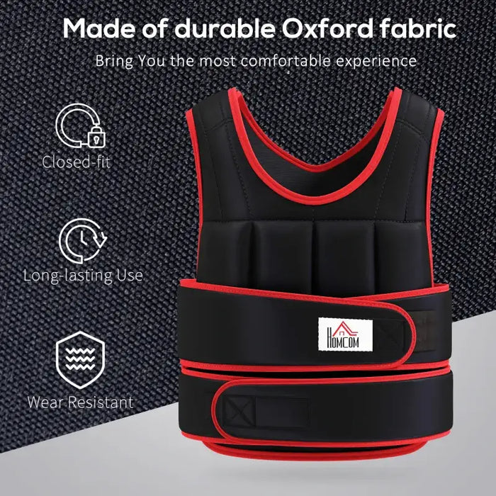 Adjustable Weighted Vest – 20kg Max - Red | 38 Removable Weight Bags HOMCOM - Little and Giant Explorers HOMCOM
