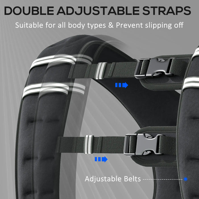 Double adjustable straps with metallic buckles on a gray background