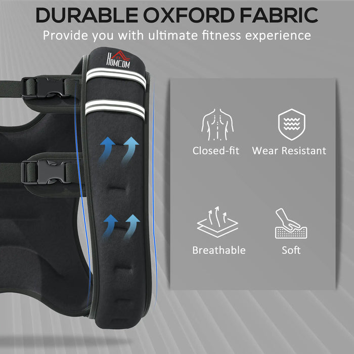 Black athletic support brace with durable Oxford fabric features on a gray background