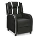 Black recliner chair with white accents on a white background
