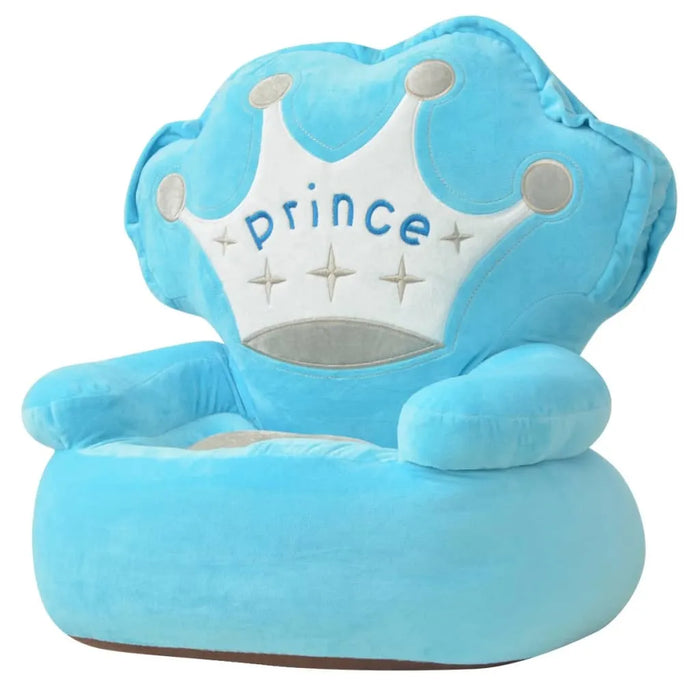 Adorable Plush Armchair - Blue | Prince Crown Embroidery with Non-Slip Base VIDAXL - Little and Giant Explorers vidaXL