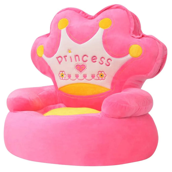 Adorable Plush Armchair - Pink | Princess Crown Embroidery with Non-Slip Base VIDAXL - Little and Giant Explorers vidaXL