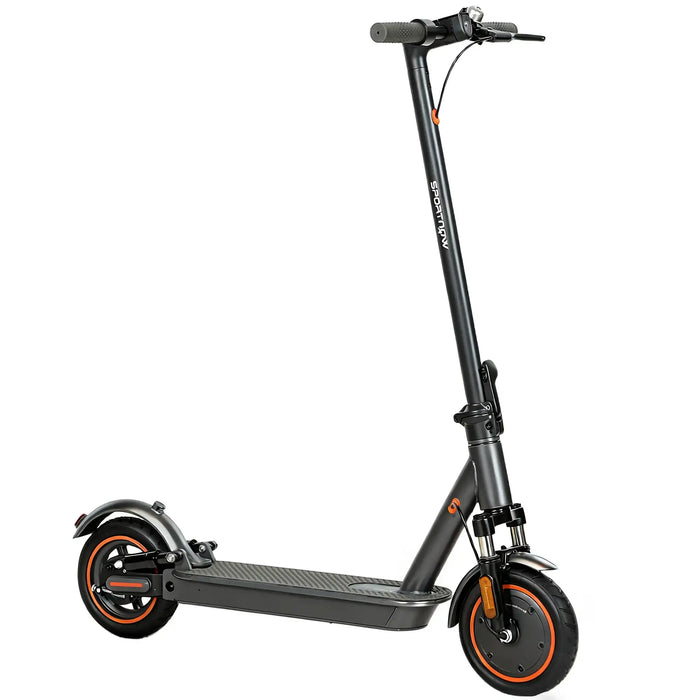 Black adult electric scooter with 350W motor, hydraulic suspension, and pneumatic tires by SportNow