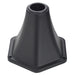 Black plastic hexagonal funnel with wide base and narrow top for liquid transfer