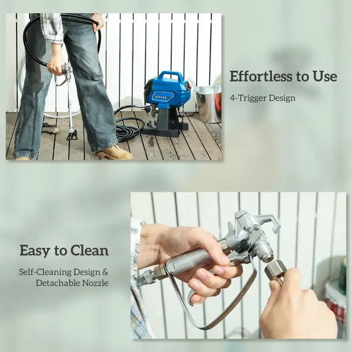 Airless Paint Sprayer – Dark Blue Electric Spray Gun | Adjustable Pressure and Accessories HOMCOM - Little and Giant Explorers HOMCOM