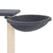 Dark grey cat tree with sisal post and cozy hammock basket platform