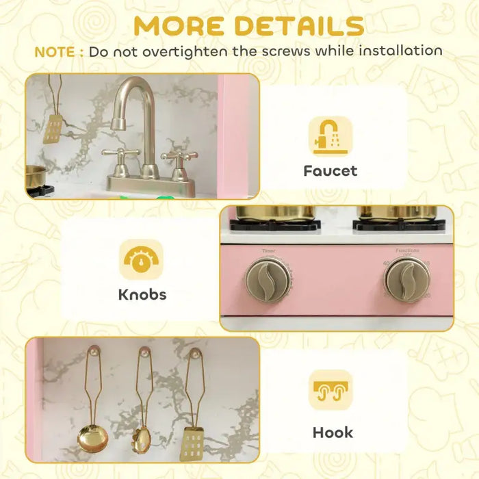 All-in-One Kids Wooden Kitchen Playset - Pink | Stove, Microwave and Accessories AIYAPLAY - Little and Giant Explorers AIYAPLAY