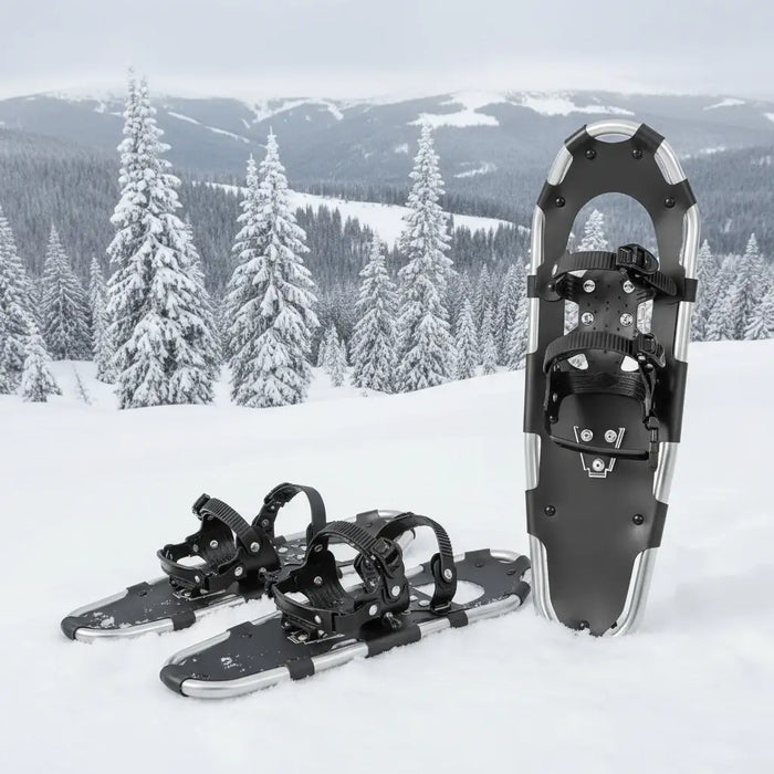 Aluminium Alloy Snowshoe Set – Silver and Black | Adjustable Snowshoes with Accessories COSTWAY - Little and Giant Explorers