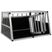 Aluminium and MDF dog car crate with double doors for safe trunk transport