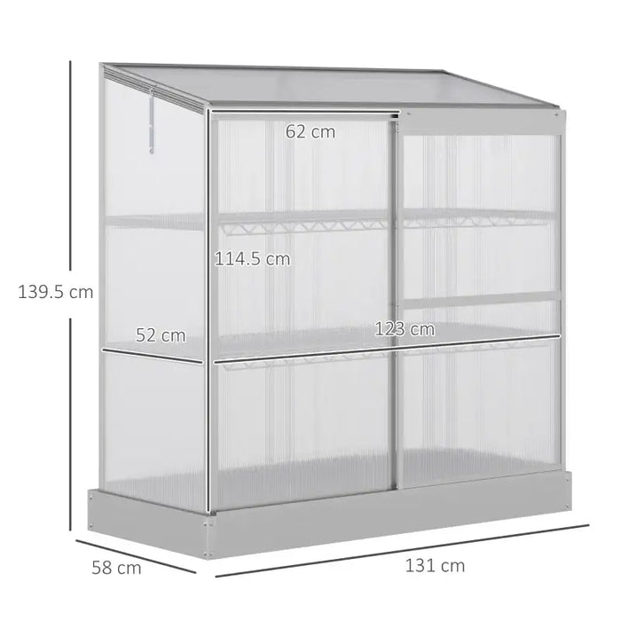 Aluminium Cold Frame Greenhouse | Compact Lean-To with Shelves OUTSUNNY - Little and Giant Explorers Outsunny