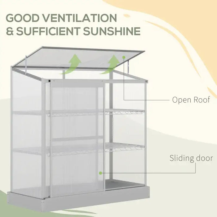 Aluminium Cold Frame Greenhouse | Compact Lean-To with Shelves OUTSUNNY - Little and Giant Explorers Outsunny