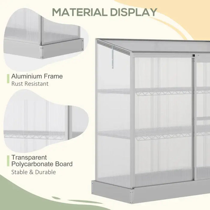 Aluminium Cold Frame Greenhouse | Compact Lean-To with Shelves OUTSUNNY - Little and Giant Explorers Outsunny