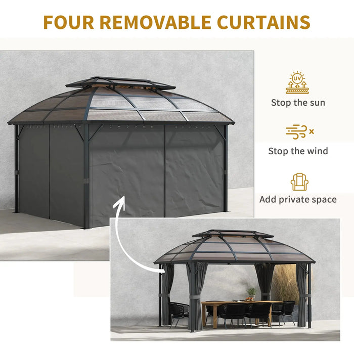 Aluminium Frame Hard Gazebo with Accessories in Brown (4 x 3m) - Little and Giant Explorers Outsunny