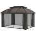 Aluminium Frame Hard Gazebo with Accessories in Brown (4 x 3m) - Little and Giant Explorers Outsunny